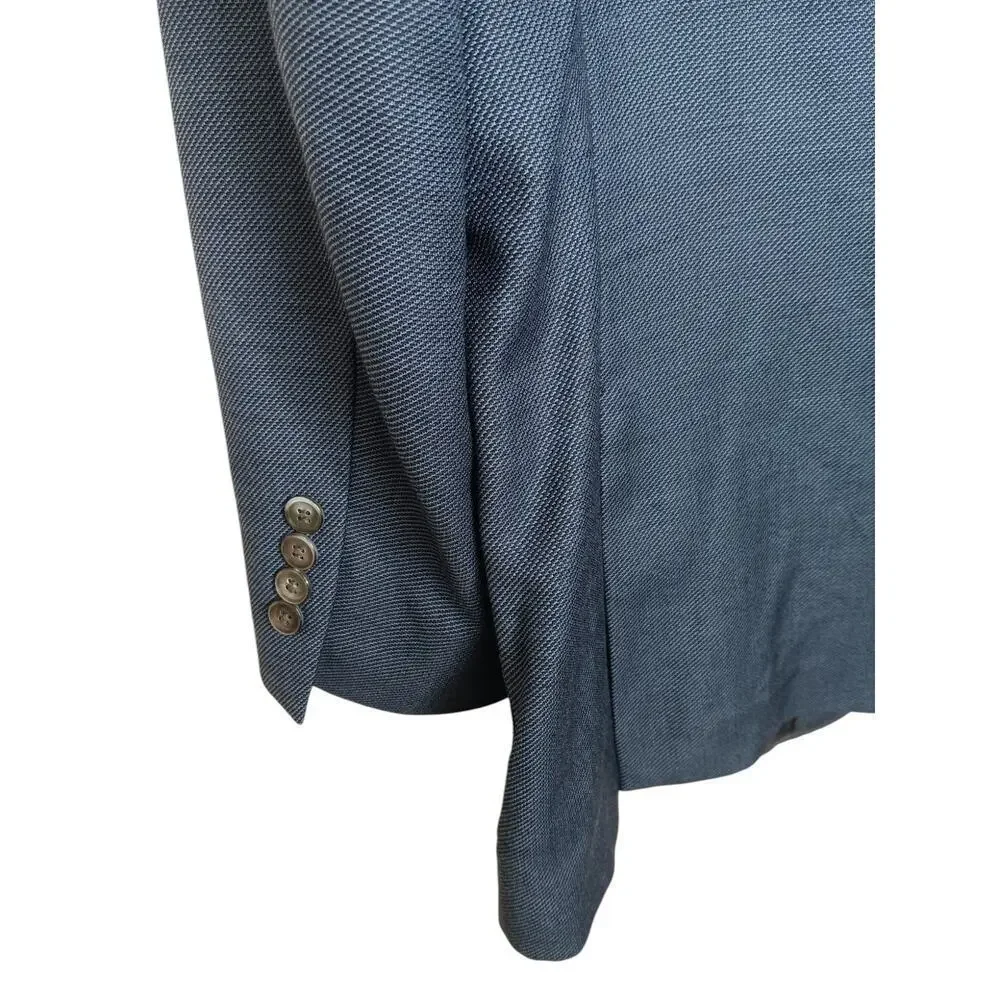 BOSS Men’s 46R Dark Blue Virgin Wool Blazer Sport Coat Croatia 3-Button 100% Woo